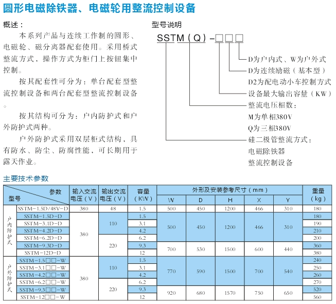 圓形電磁除鐵、電磁輪用整流控制設(shè)備